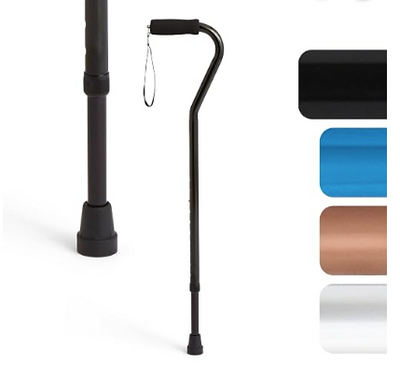 Medline Aluminum Offset Walking Cane for Seniors & Adults is Portable and Lightweight for Balance, Knee Injuries, Mobility & Leg Surgery Recovery